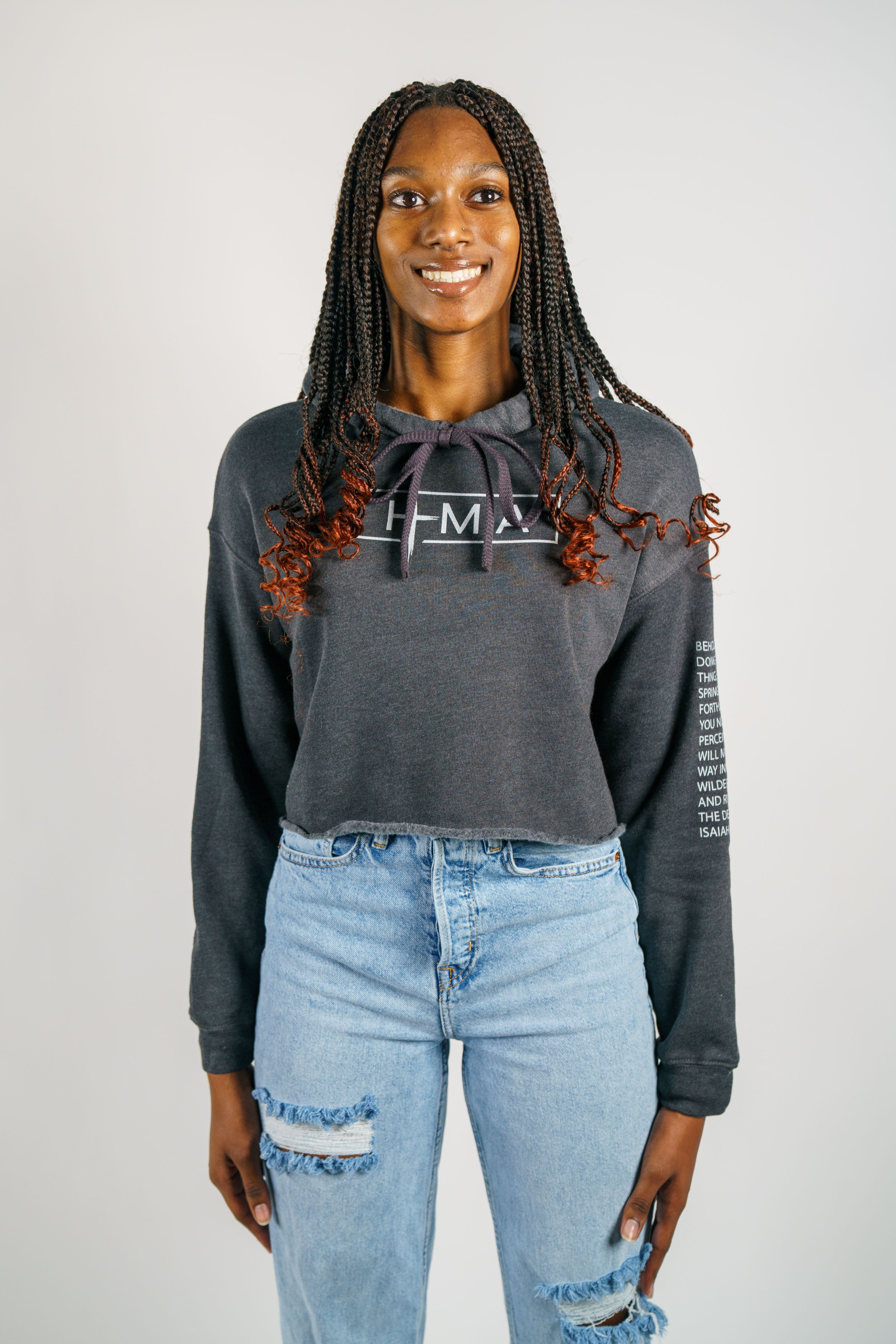 Charcoal Heather HMA - Women's crop fleece hoodie