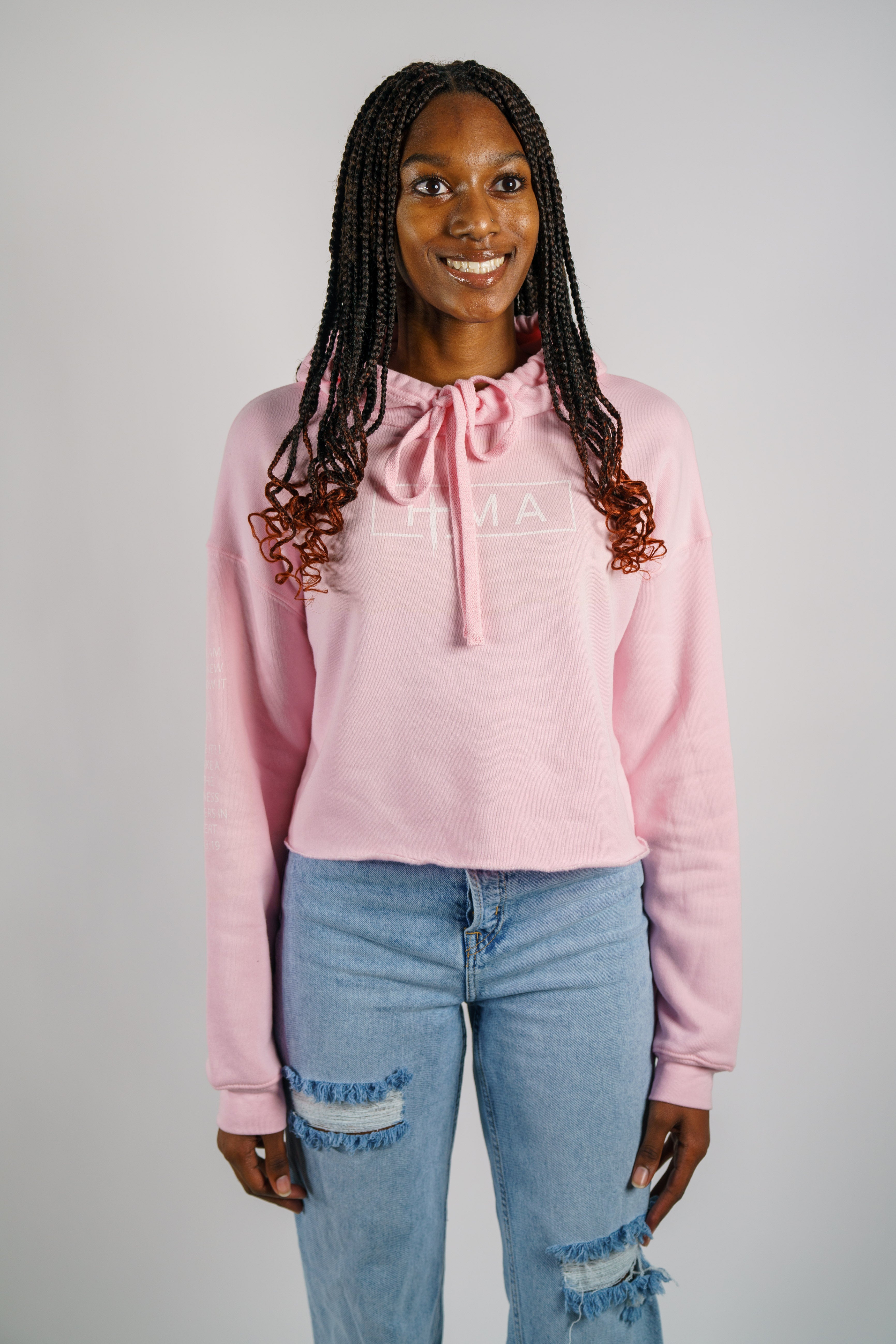 Pink HMA - Women's Crop Fleece Hoodie